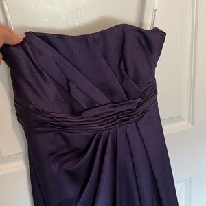 Strapless floor length plum dress